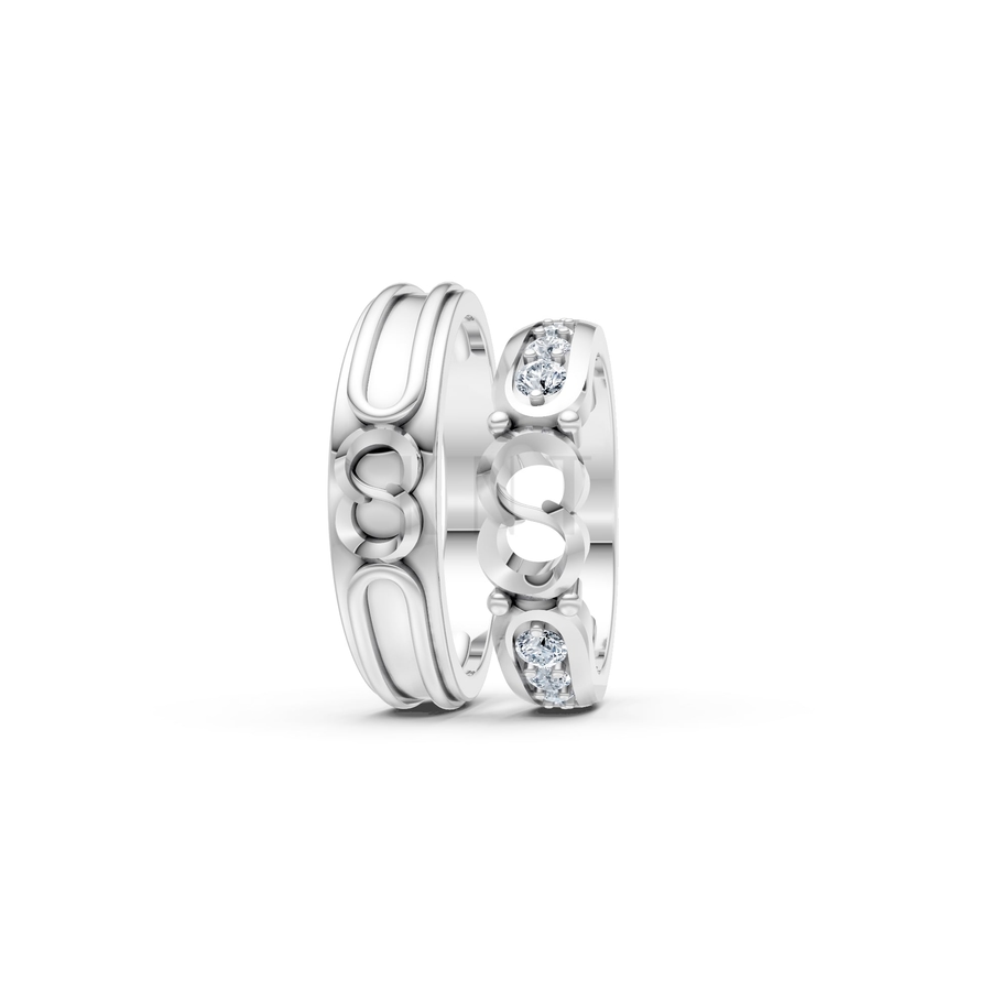 NHẪN CƯỚI A170 màu vàng trắng White Gold vàng sáng, đường nét sắc sảo, tinh tế