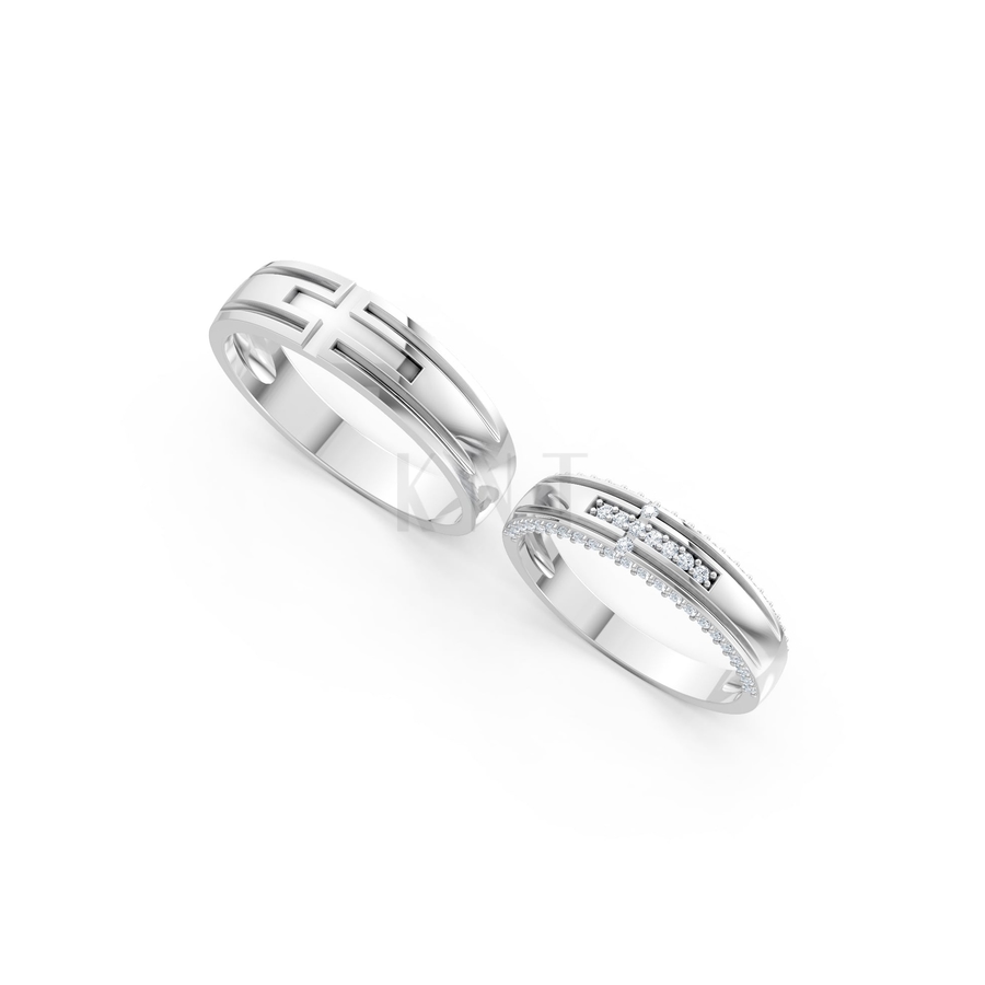 Nhẫn cưới A174 màu vàng trắng White Gold kiểu dáng cá tính, hiện đại