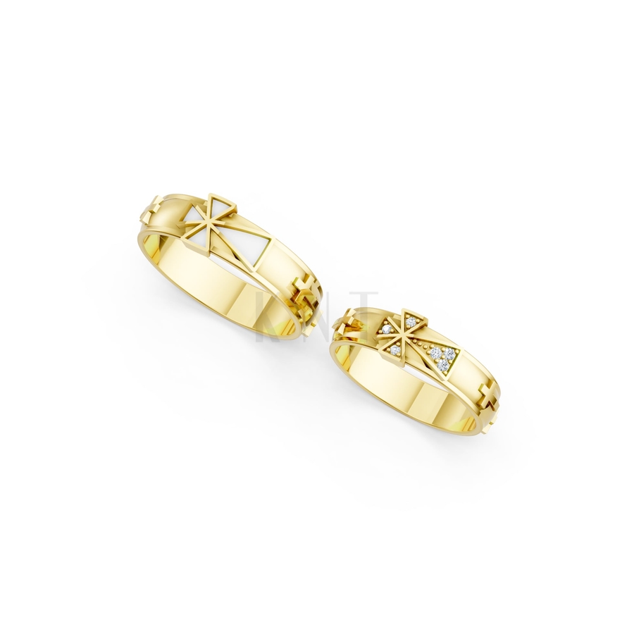 Nhẫn cưới A175 màu Vàng Gold thiết kế phá cách, sang trọng