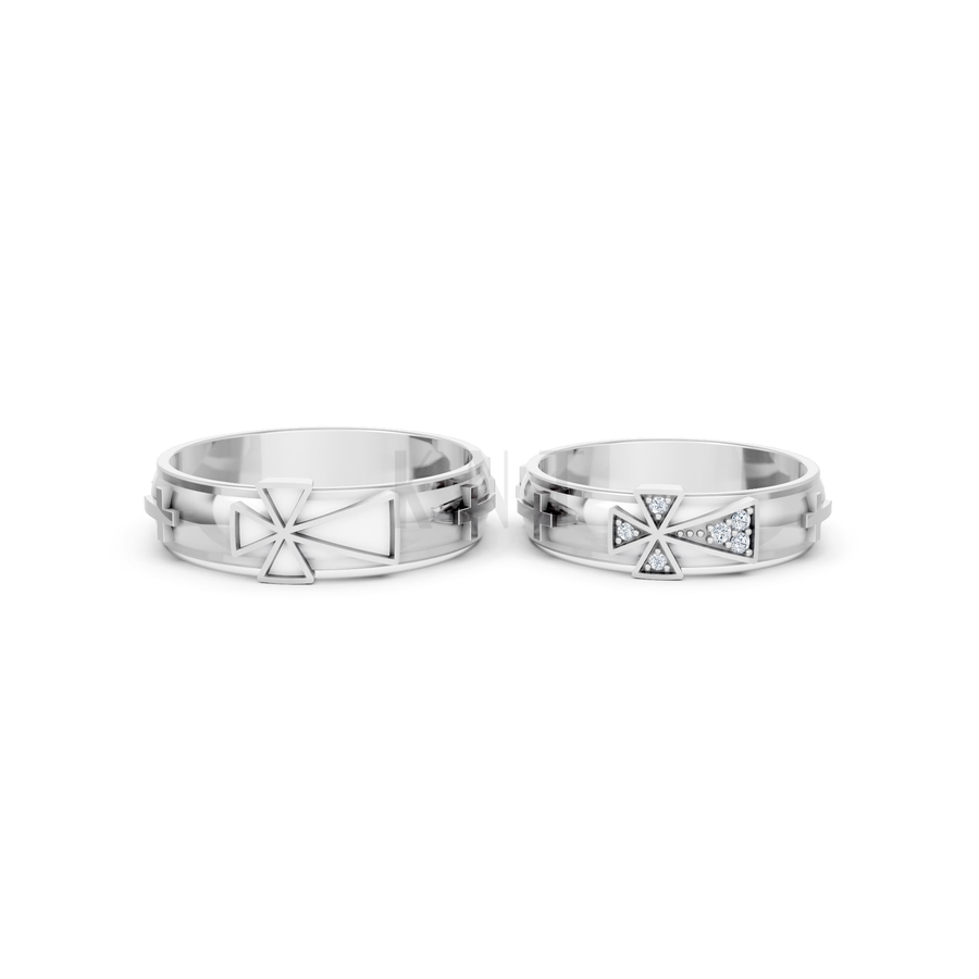 Nhẫn cưới A175 màu vàng trắng White Gold vàng sáng bóng, thiết kế trẻ trung