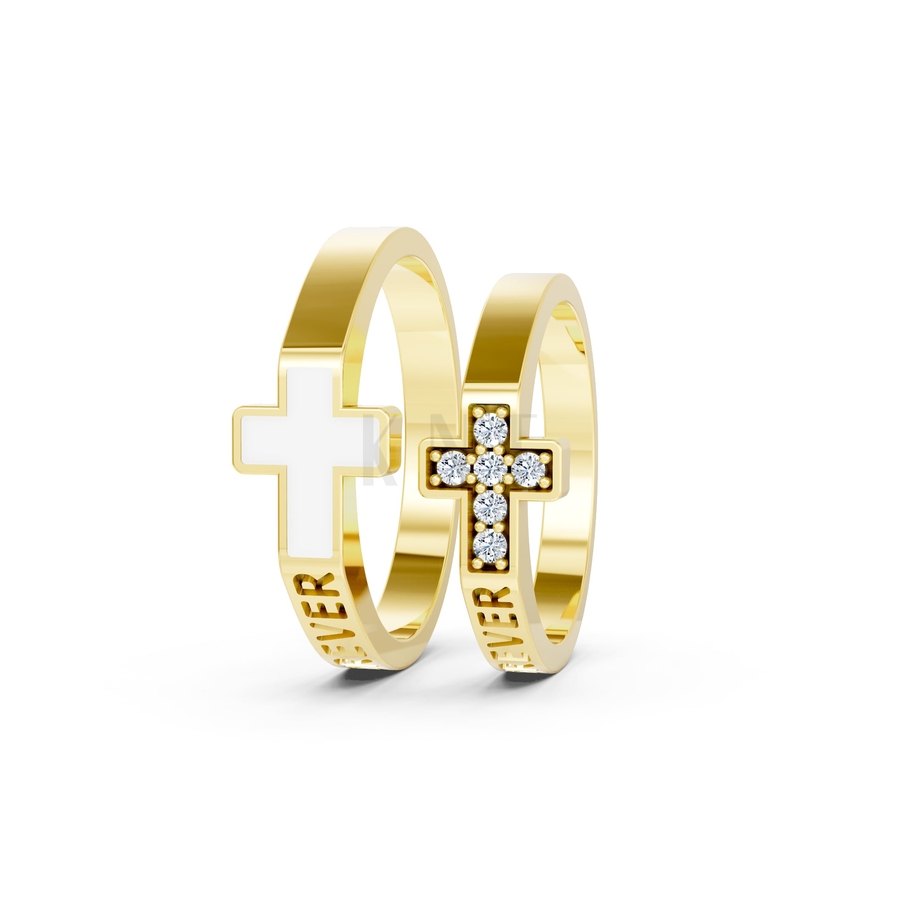 Nhẫn cưới A176 màu Vàng Gold thiết kế phá cách, sang trọng