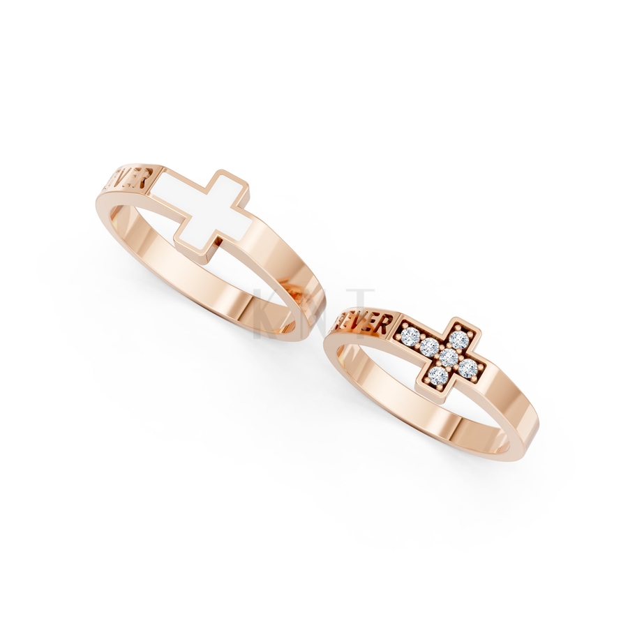 Nhẫn cưới A176 màu vàng hồng Rose Gold thiết kế đối xứng, phong cách, ấn tượng
