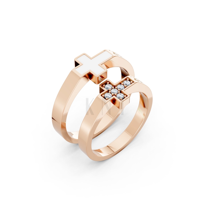 Nhẫn cưới A176 màu vàng hồng Rose Gold họa tiết ấn tượng, cá tính