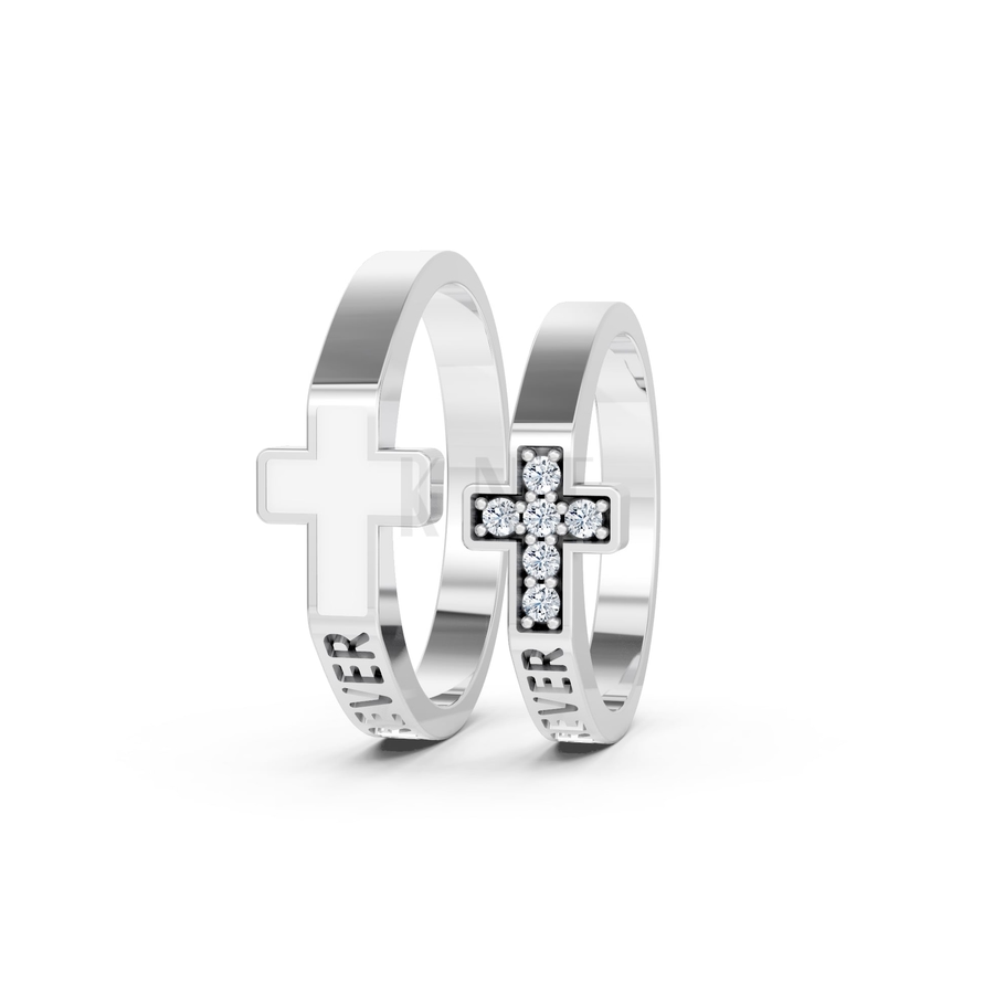 Nhẫn cưới A176 màu vàng trắng White Gold kiểu dáng cá tính, hiện đại