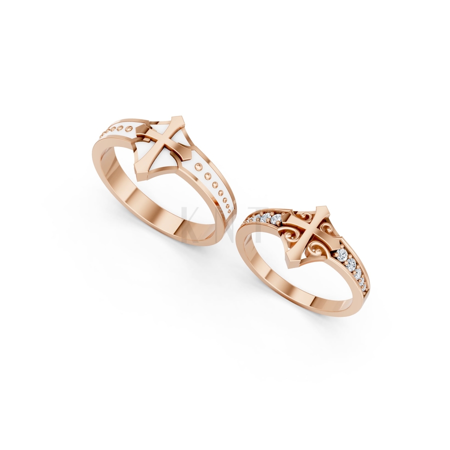 Nhẫn cưới A178 màu vàng hồng Rose Gold vàng đẹp, họa tiết hình học, độc đáo