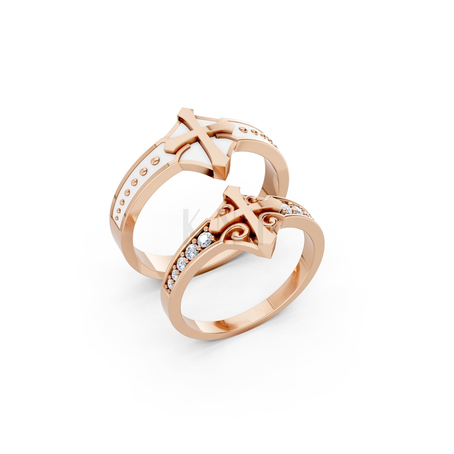 Nhẫn cưới A178 màu vàng hồng Rose Gold họa tiết ấn tượng, cá tính