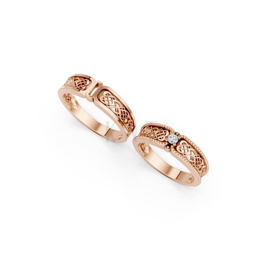 NHẪN CƯỚI A179 màu vàng hồng Rose Gold phong cách trẻ trung, nổi bật