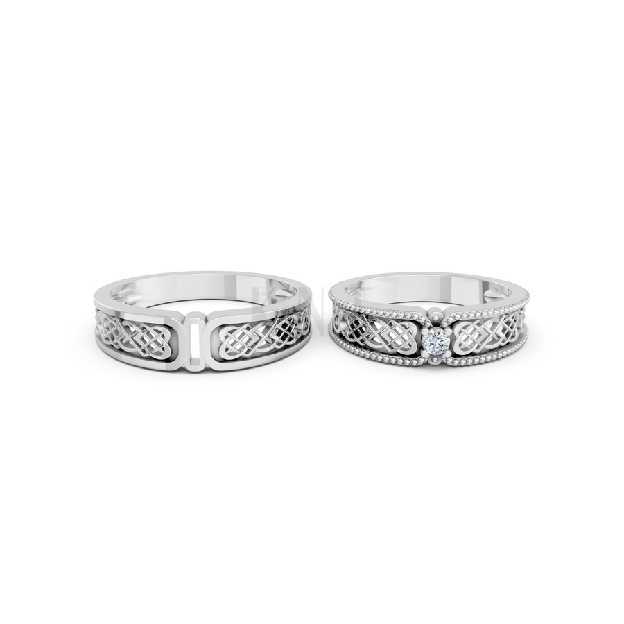 NHẪN CƯỚI A179 màu vàng trắng White Gold vàng sáng bóng, thiết kế trẻ trung