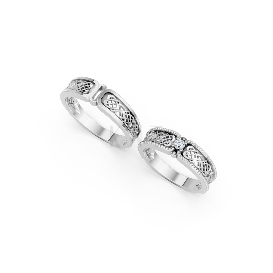 NHẪN CƯỚI A179 màu vàng trắng White Gold kiểu dáng cá tính, hiện đại