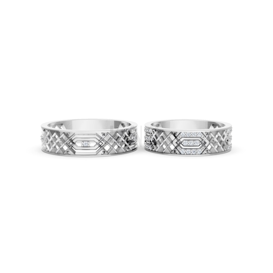 NHẪN CƯỚI A181 màu vàng trắng White Gold vàng sáng bóng, thiết kế trẻ trung