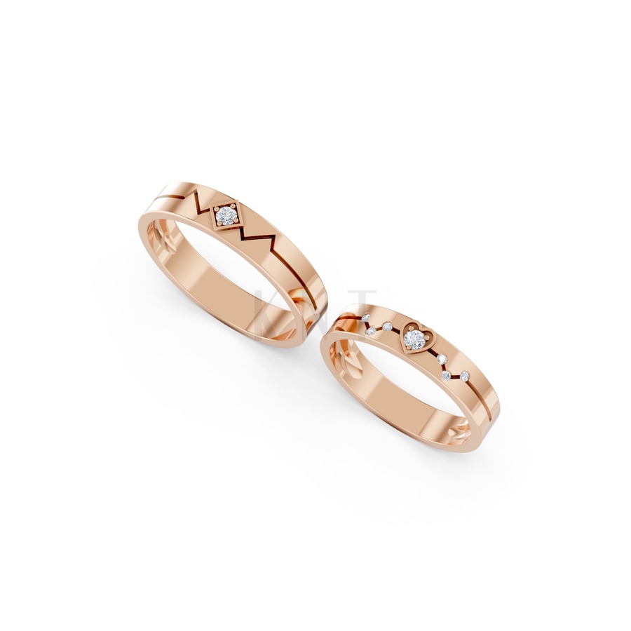 Nhẫn cưới A182 màu vàng hồng Rose Gold phong cách trẻ trung, nổi bật