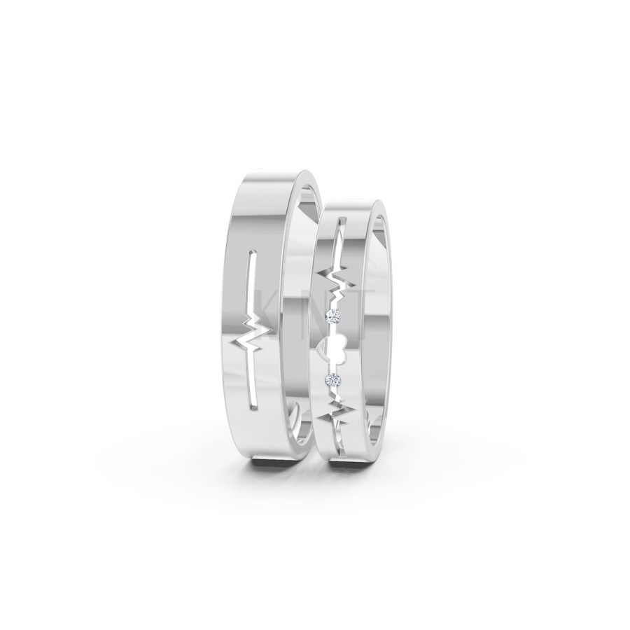 Nhẫn cưới A183 màu vàng trắng White Gold vàng sáng bóng, thiết kế trẻ trung