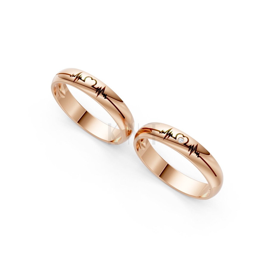 Nhẫn cưới A184 màu vàng hồng Rose Gold phong cách trẻ trung, nổi bật