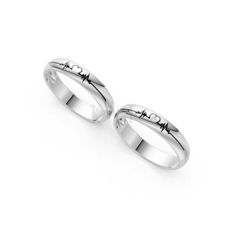 Nhẫn cưới A184 màu vàng trắng White Gold vàng sáng, đường nét sắc sảo, tinh tế