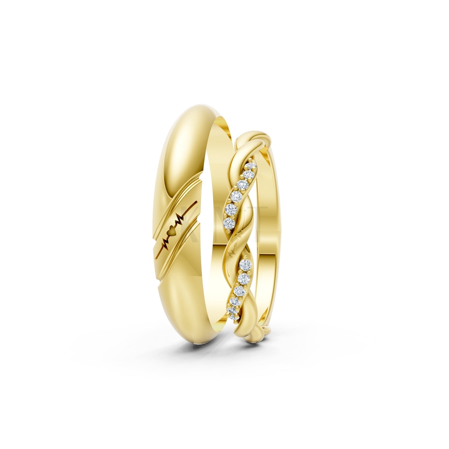 Nhẫn cưới A185 màu Vàng Gold thiết kế phá cách, sang trọng