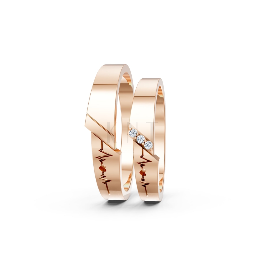 NHẪN CƯỚI A186 màu vàng hồng Rose Gold phong cách trẻ trung, nổi bật