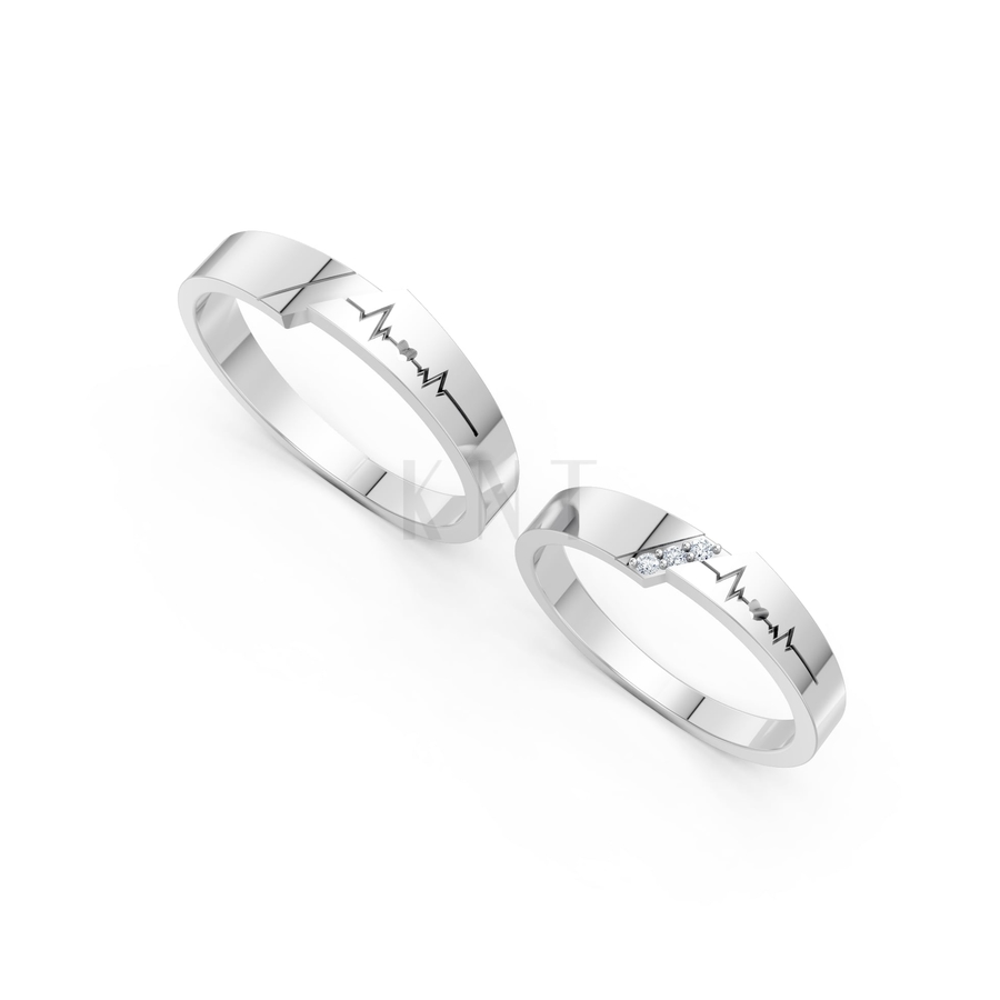 NHẪN CƯỚI A186 màu vàng trắng White Gold kiểu dáng cá tính, hiện đại