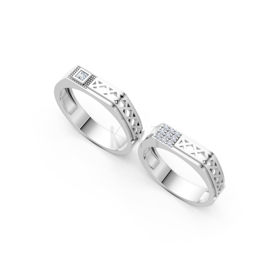 NHẪN CƯỚI A189 màu vàng trắng White Gold kiểu dáng cá tính, hiện đại