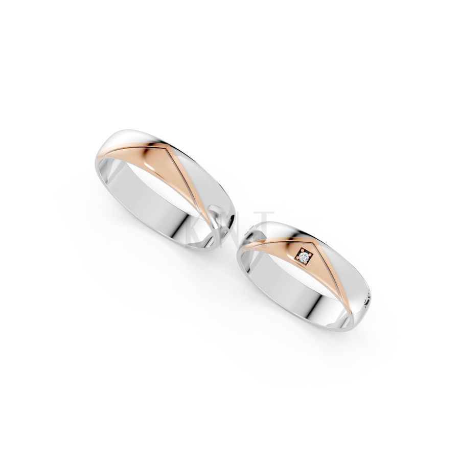 NHẪN CƯỚI A191 phối màu Dual Color vàng đẹp, họa tiết hình học, độc đáo