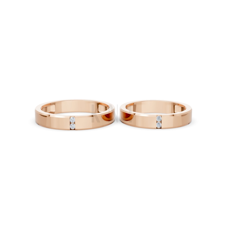 Nhẫn cưới A194 màu vàng hồng Rose Gold thiết kế đối xứng, phong cách, ấn tượng