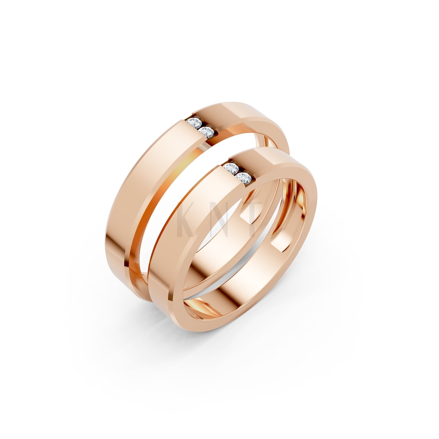 Nhẫn cưới A194 màu vàng hồng Rose Gold họa tiết ấn tượng, cá tính