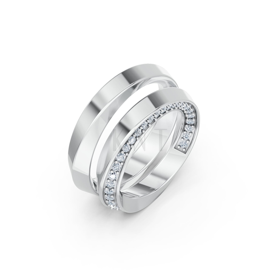 Nhẫn cưới A196 màu vàng trắng White Gold kiểu dáng hiện đại, nổi bật