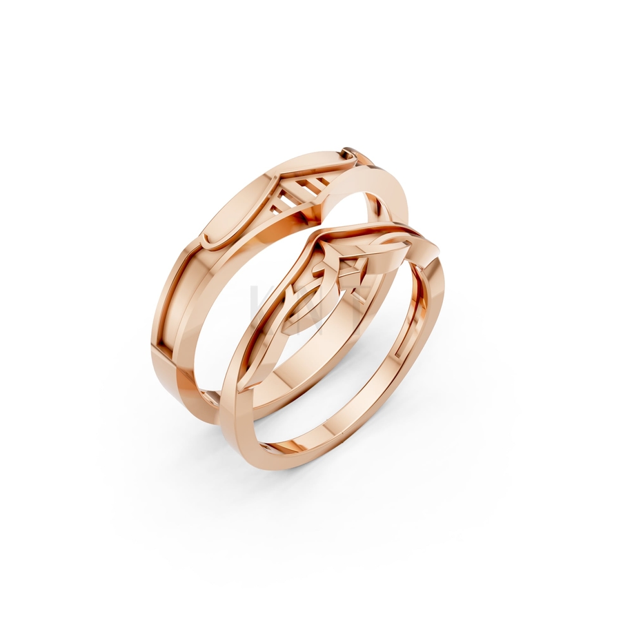 Nhẫn cưới A198 màu vàng hồng Rose Gold họa tiết ấn tượng, cá tính