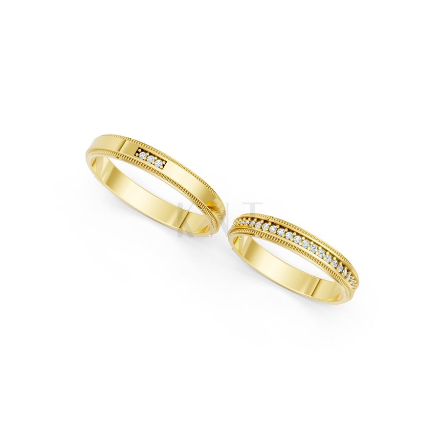 Nhẫn cưới A201 màu Vàng Gold thiết kế tinh xảo, độc đáo