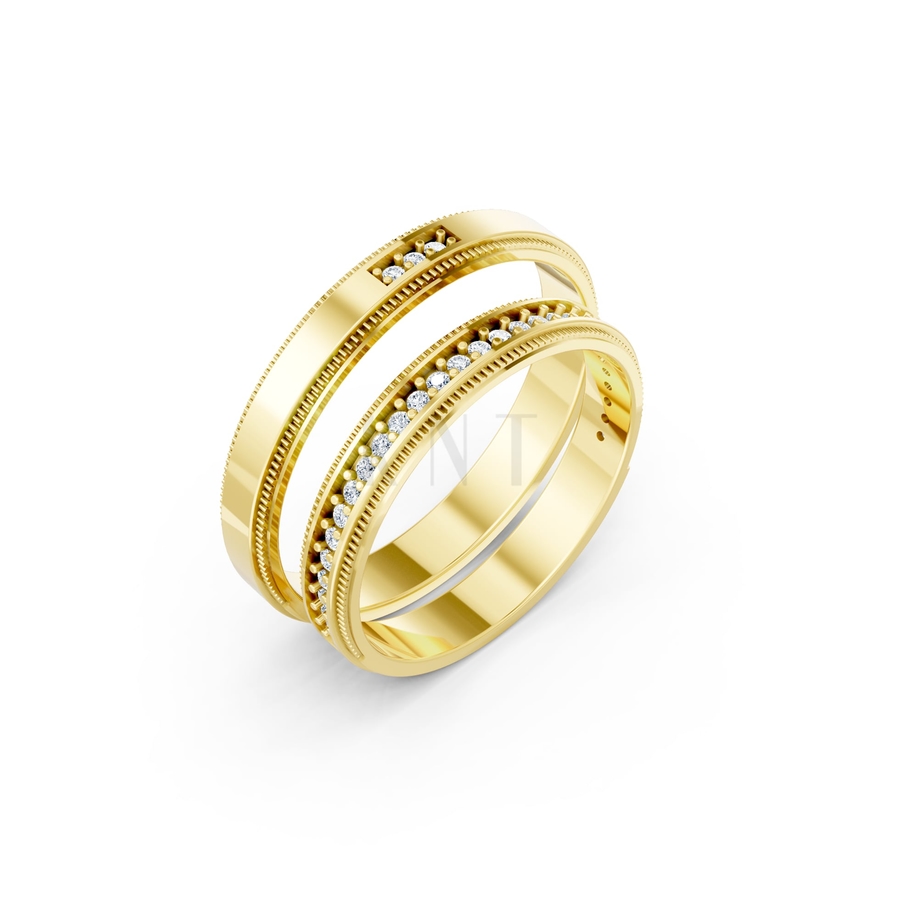 Nhẫn cưới A201 màu Vàng Gold thiết kế tinh tế, sang trọng