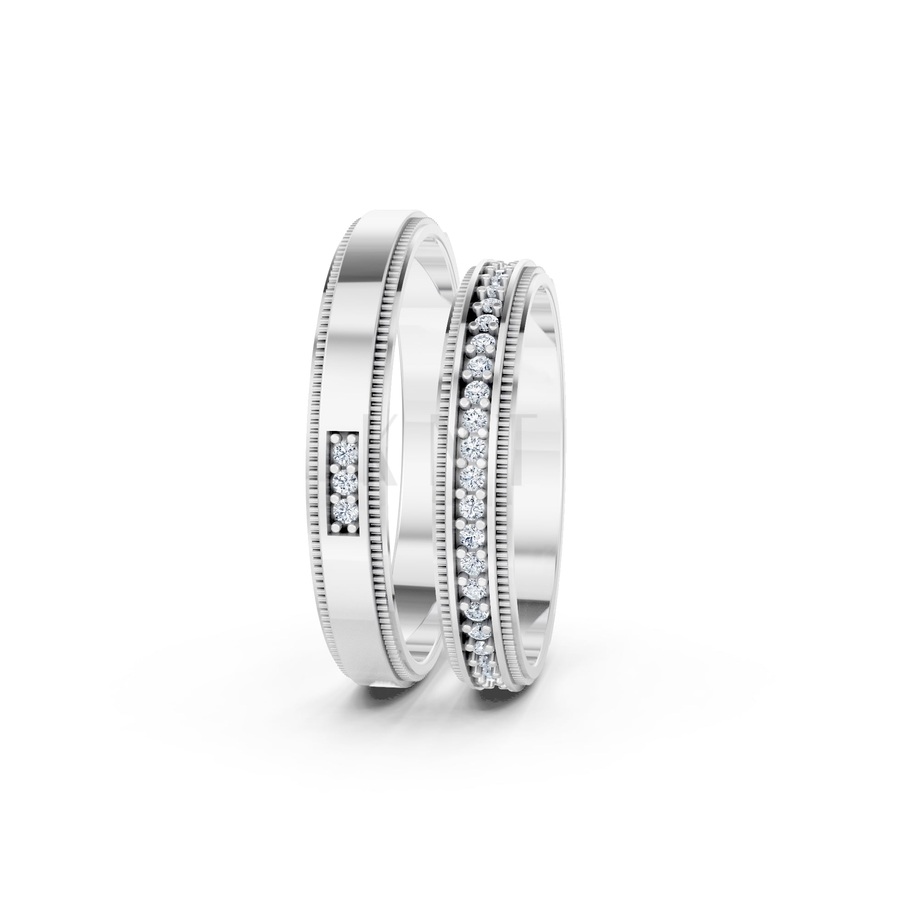 Nhẫn cưới A201 màu vàng trắng White Gold vàng sáng bóng, thiết kế trẻ trung