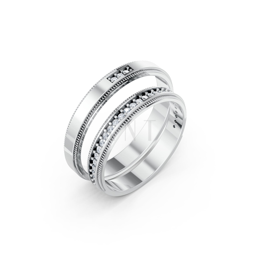 Nhẫn cưới A201 màu vàng trắng White Gold kiểu dáng hiện đại, nổi bật