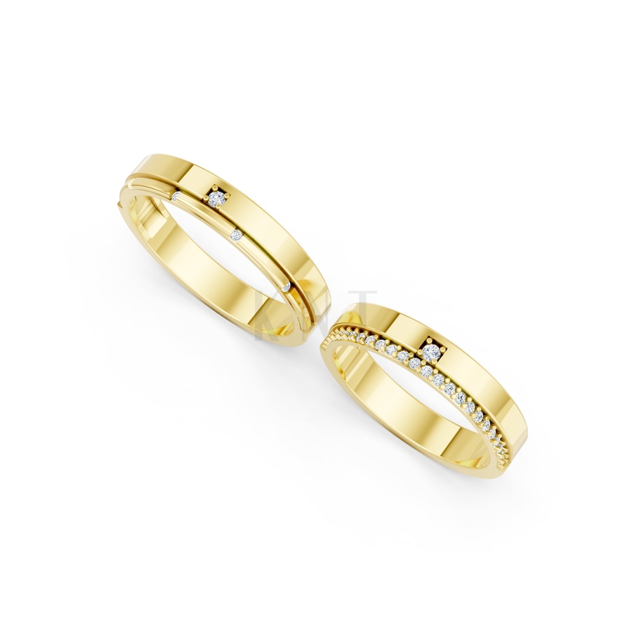 Nhẫn cưới A205 màu Vàng Gold thiết kế tinh xảo, độc đáo