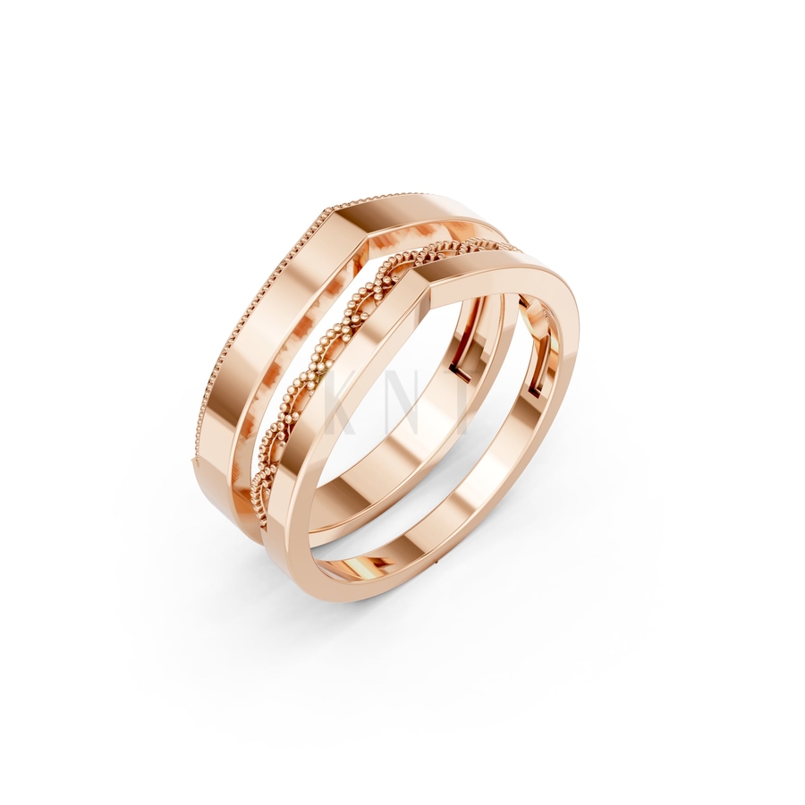 Nhẫn cưới A206 màu vàng hồng Rose Gold họa tiết ấn tượng, cá tính