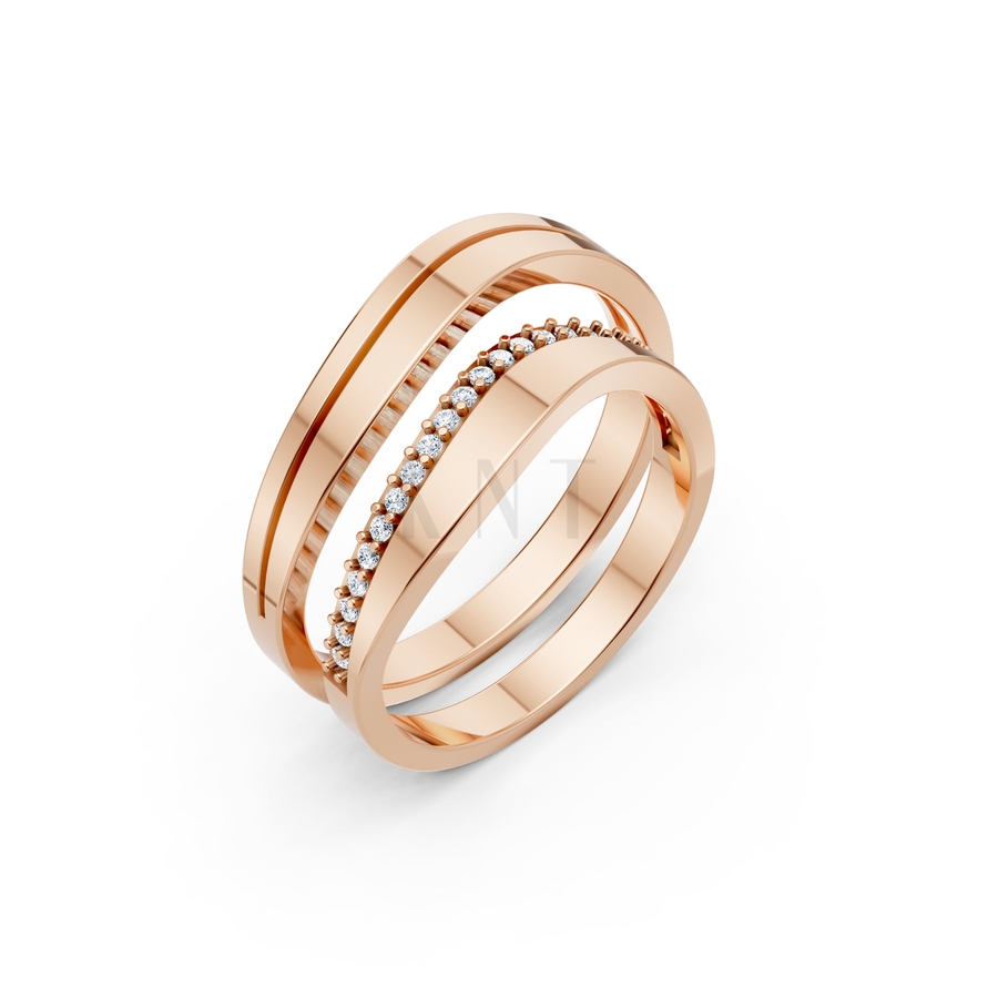 Nhẫn cưới A207 màu vàng hồng Rose Gold họa tiết ấn tượng, cá tính