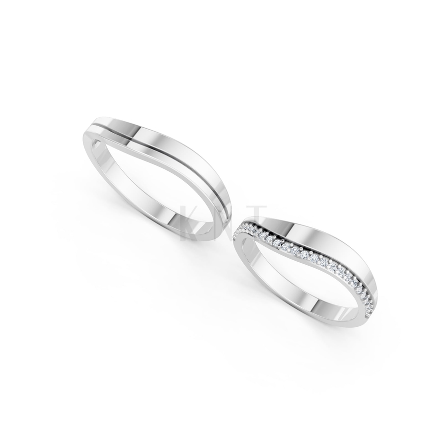 Nhẫn cưới A207 màu vàng trắng White Gold vàng sáng, đường nét sắc sảo, tinh tế