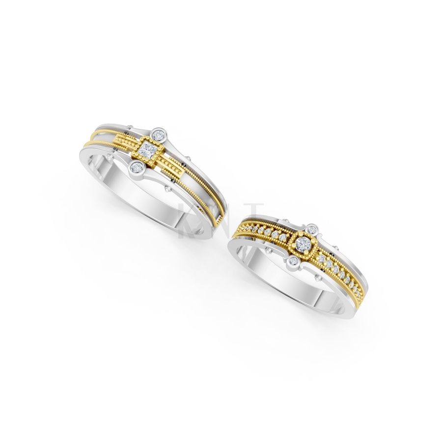 Nhẫn cưới A208 phối màu Dual Color thiết kế đối xứng, phong cách, ấn tượng