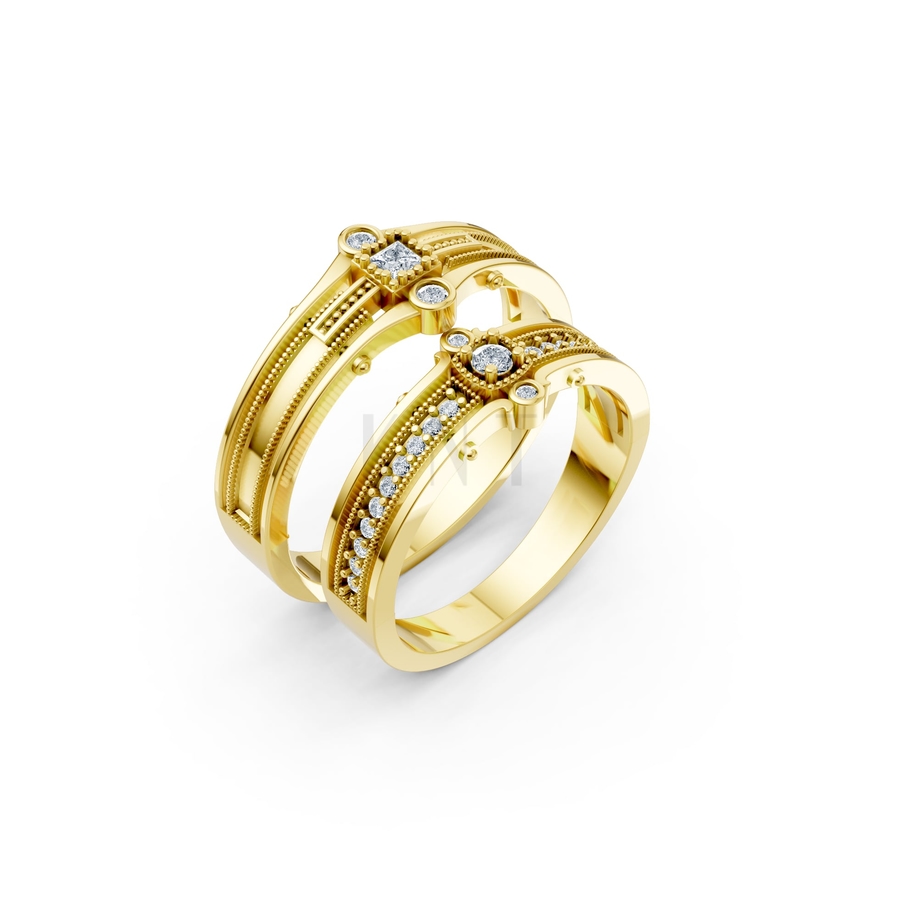 Nhẫn cưới A208 màu Vàng Gold thiết kế tinh tế, sang trọng