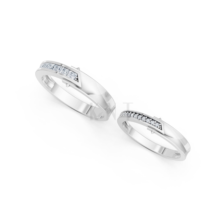 Nhẫn cưới A212 màu vàng trắng White Gold vàng sáng, đường nét sắc sảo, tinh tế