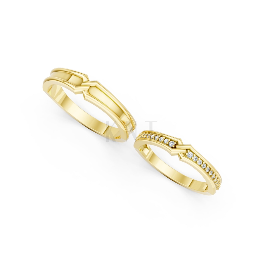 Nhẫn cưới A215 màu Vàng Gold vàng 10K/14K/18K/607 cao cấp, thanh lịch