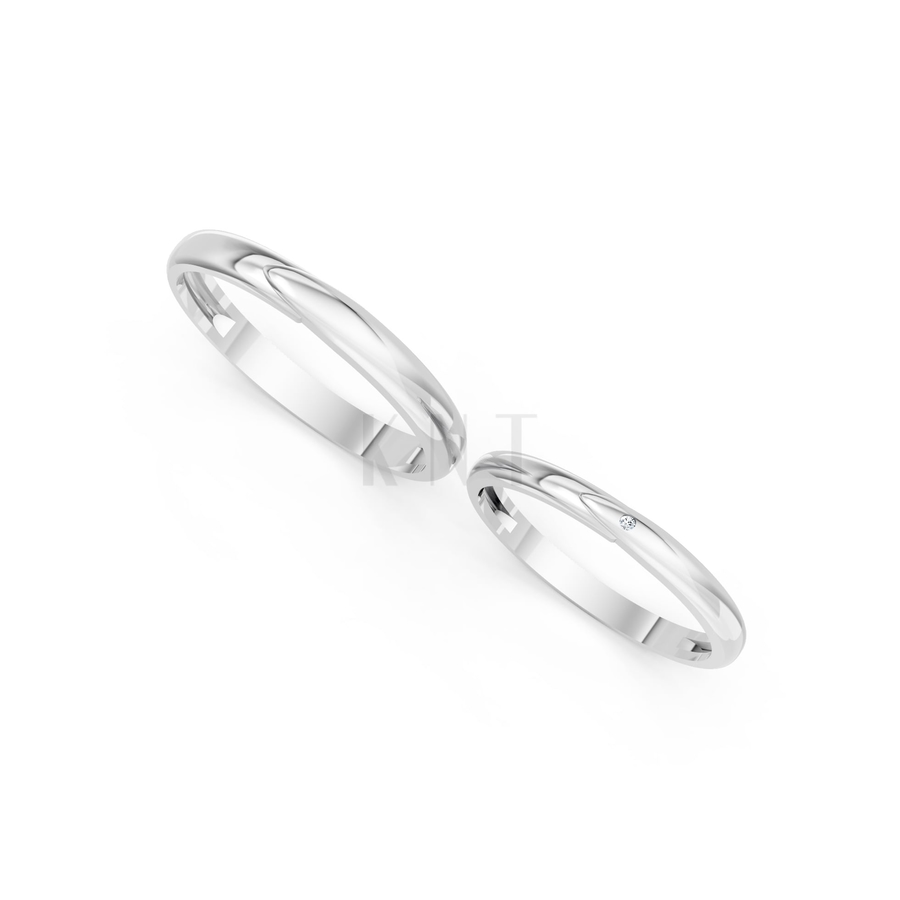 Nhẫn cưới A216 màu vàng trắng White Gold vàng sáng bóng, thiết kế trẻ trung