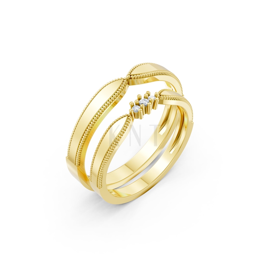 Nhẫn cưới A218 màu Vàng Gold thiết kế tinh tế, sang trọng