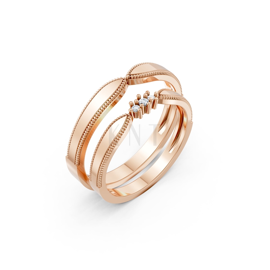 Nhẫn cưới A218 màu vàng hồng Rose Gold họa tiết ấn tượng, cá tính