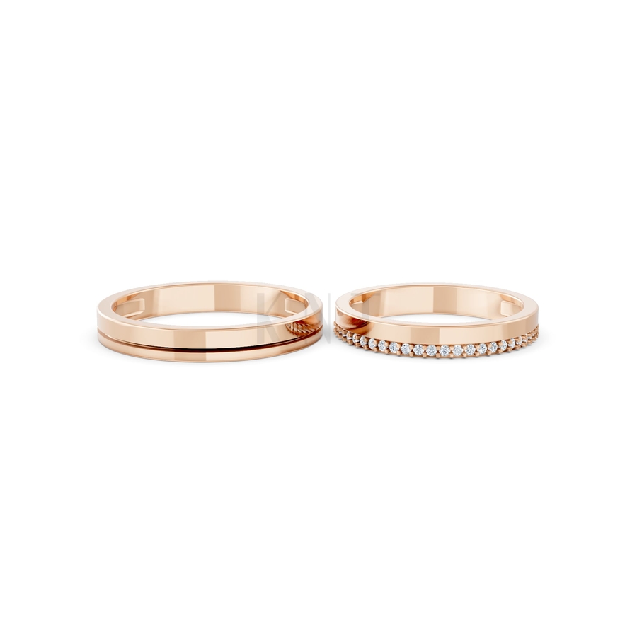 Nhẫn cưới A220 màu vàng hồng Rose Gold thiết kế đối xứng, phong cách, ấn tượng