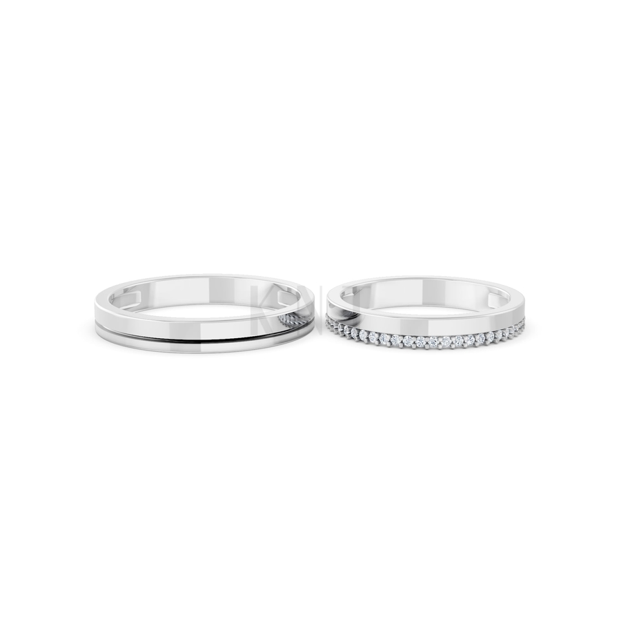 Nhẫn cưới A220 màu vàng trắng White Gold vàng sáng, đường nét sắc sảo, tinh tế