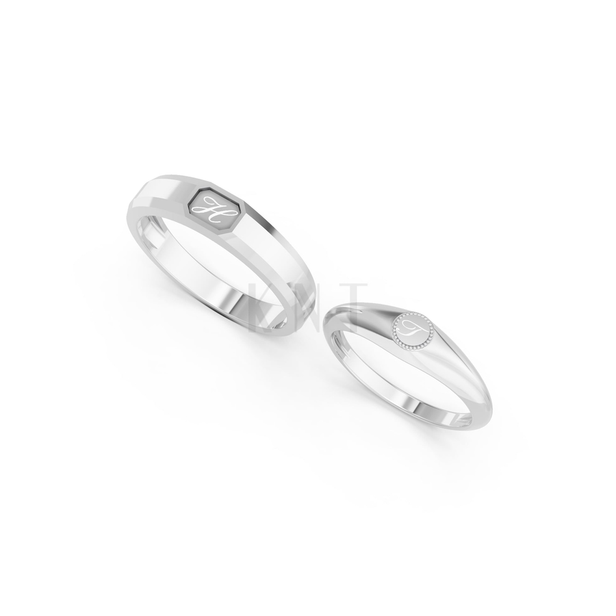 Nhẫn cưới A221 màu vàng trắng White Gold vàng sáng, đường nét sắc sảo, tinh tế