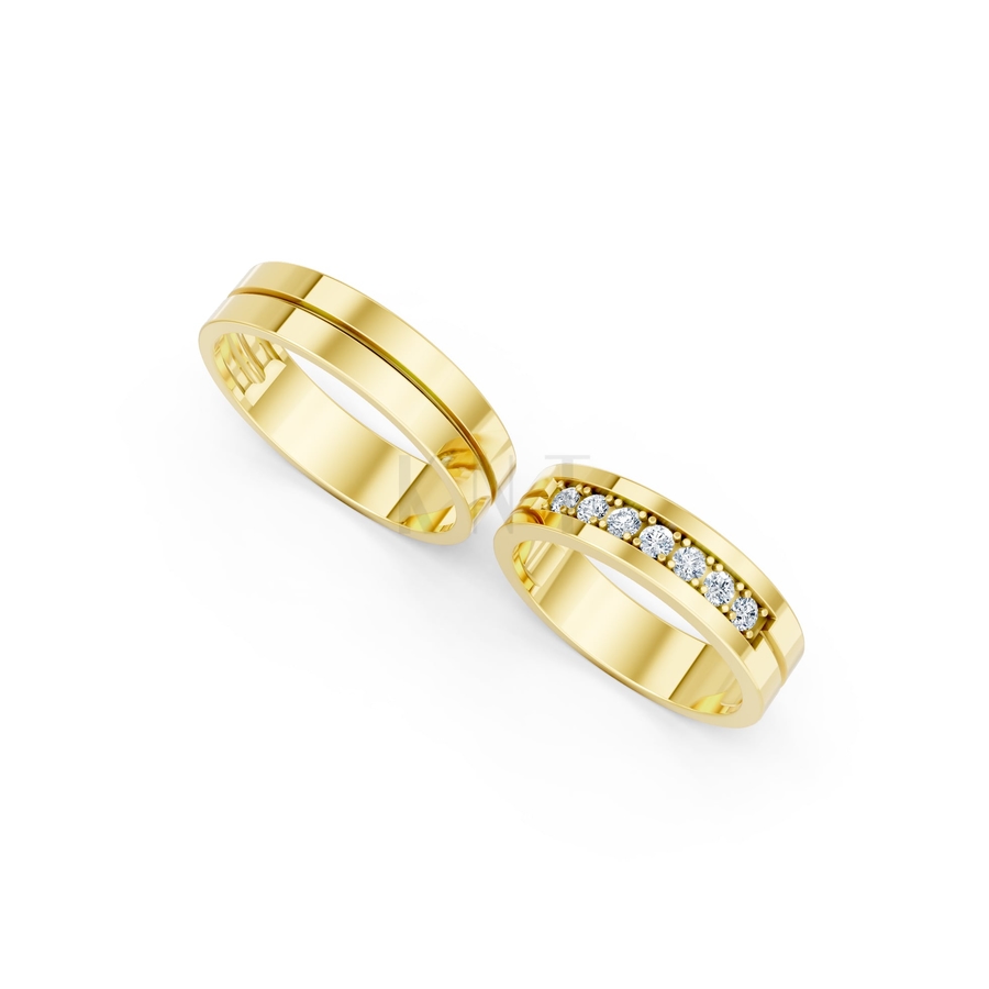 Nhẫn cưới A222 màu Vàng Gold thiết kế phá cách, sang trọng