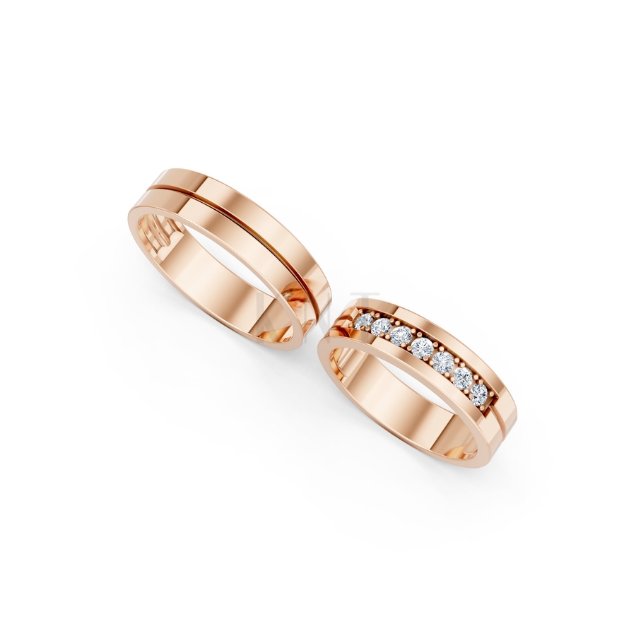 Nhẫn cưới A222 màu vàng hồng Rose Gold phong cách trẻ trung, nổi bật