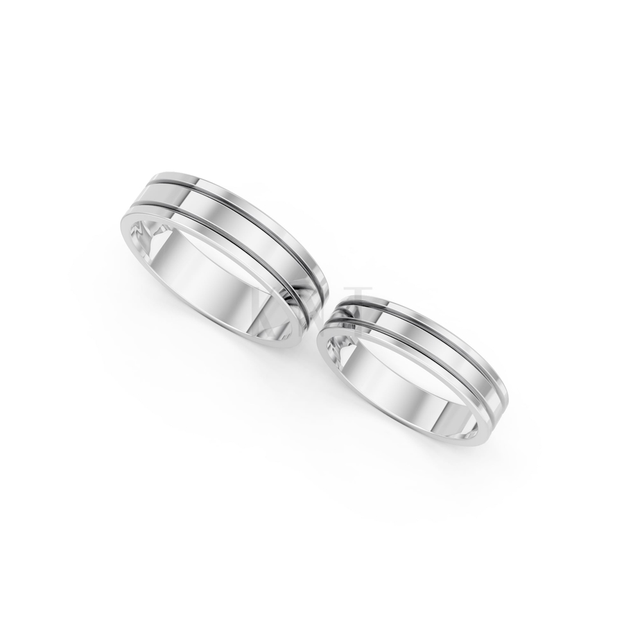 Nhẫn cưới A223 màu vàng trắng White Gold vàng sáng, đường nét sắc sảo, tinh tế