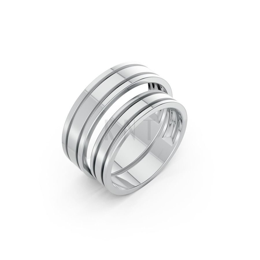 Nhẫn cưới A223 màu vàng trắng White Gold kiểu dáng hiện đại, nổi bật