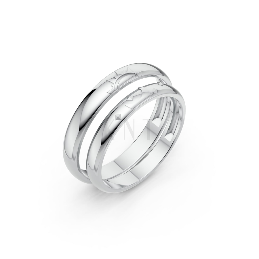 NHẪN CƯỚI A226 màu vàng trắng White Gold kiểu dáng hiện đại, nổi bật